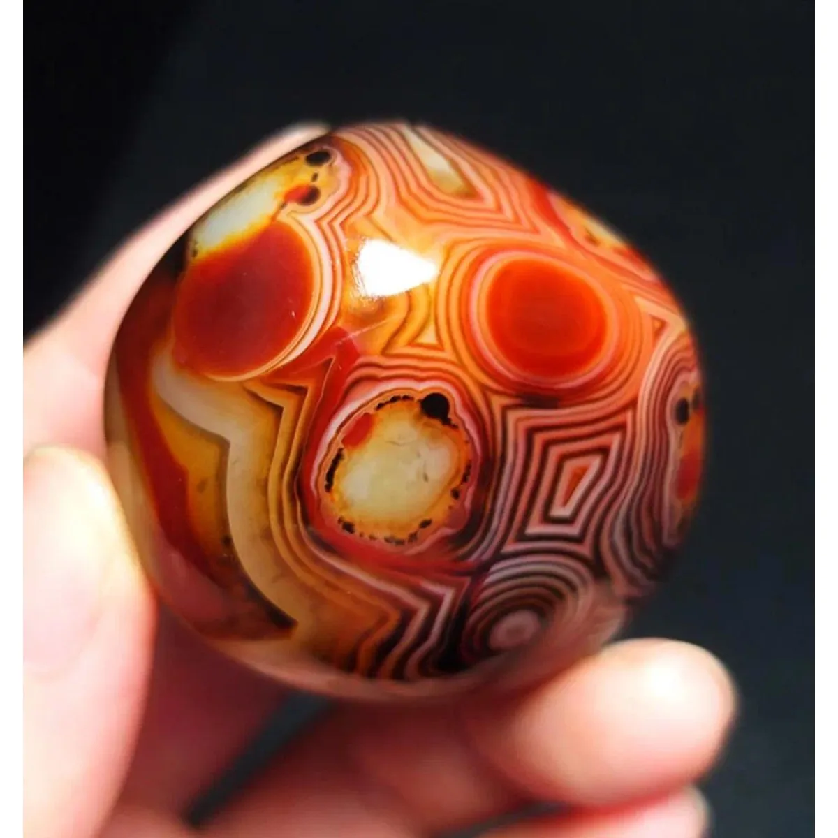 Color Gradient Banded Agate Palm Stone, Tumbled Polished, Rainbow Color, Birthday Gift, Natural Stone, Crystal Collection