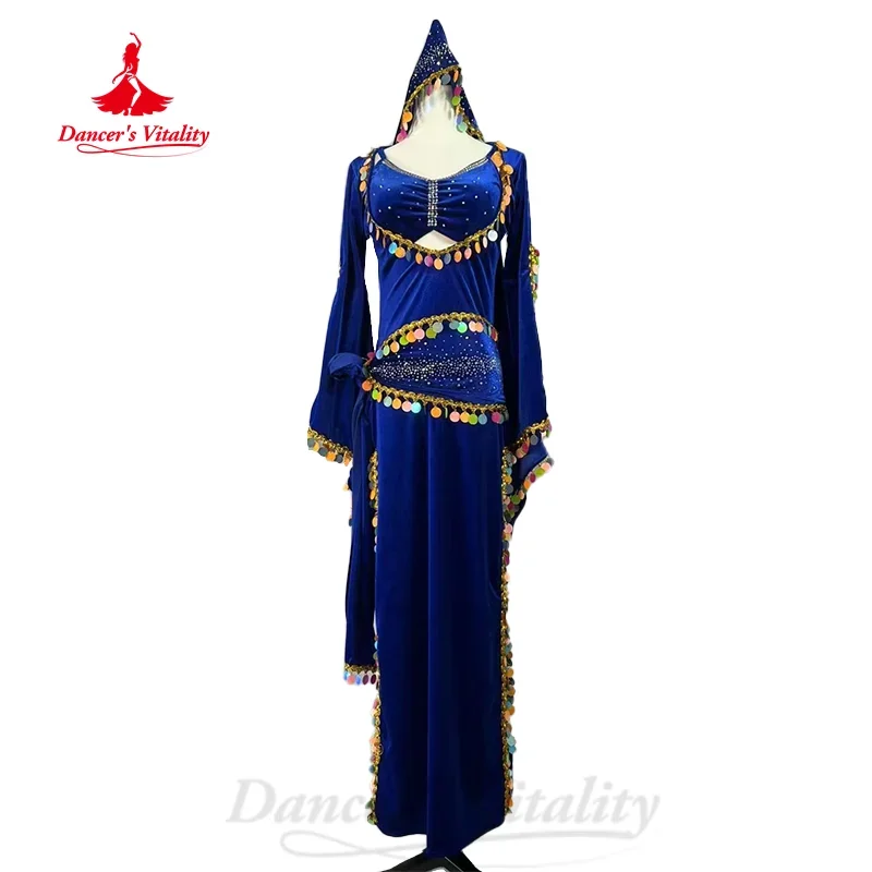 Belly Dancer Costume Custom High-end Velvet Colorful Sequins Performance Set Adult and Child Oriental Dance Competition Clothing