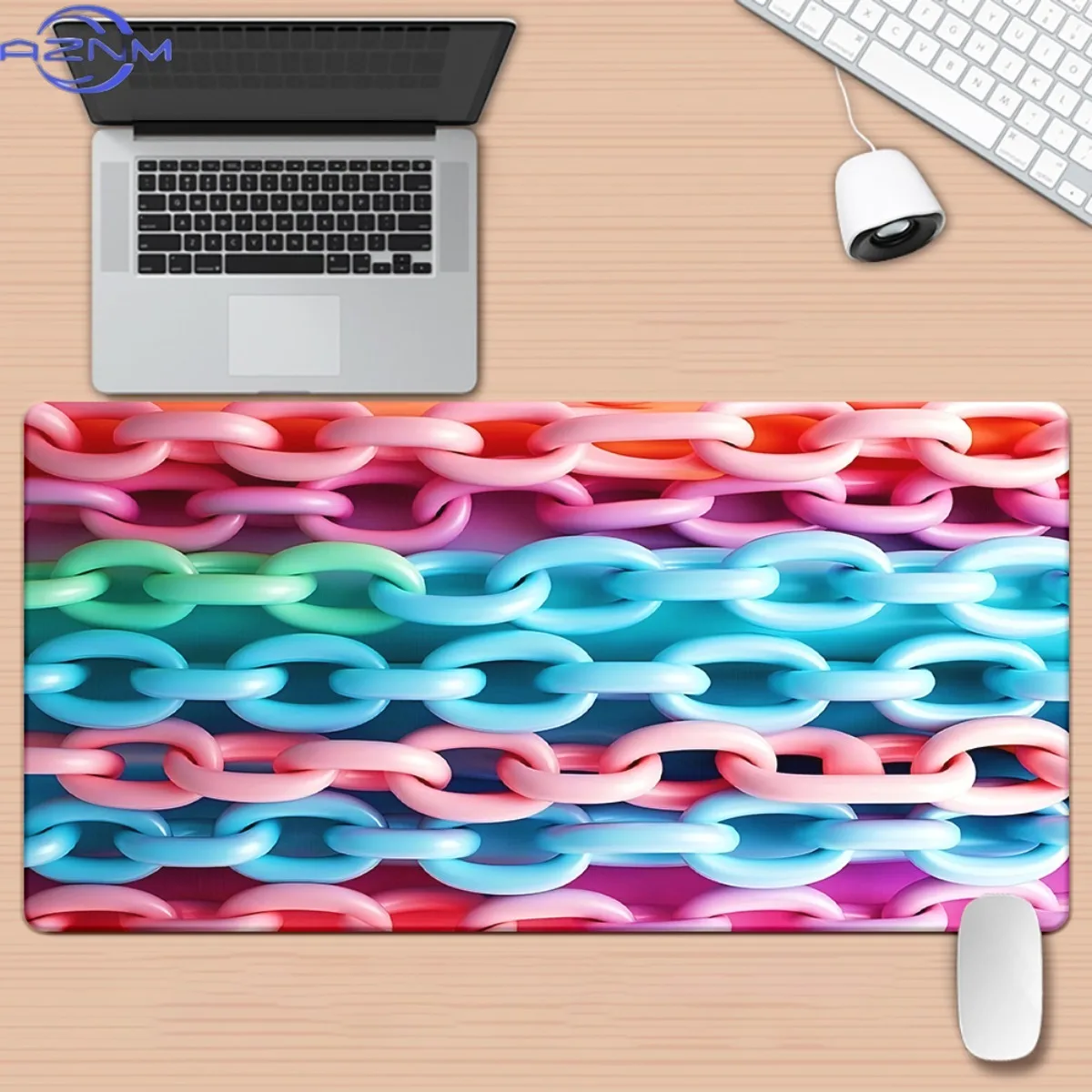 Office Mat, High-end (Material) Office Mat, Business Meeting Table Mat 1 Blue Chain Design Table Mat for Gaming and Office Decor