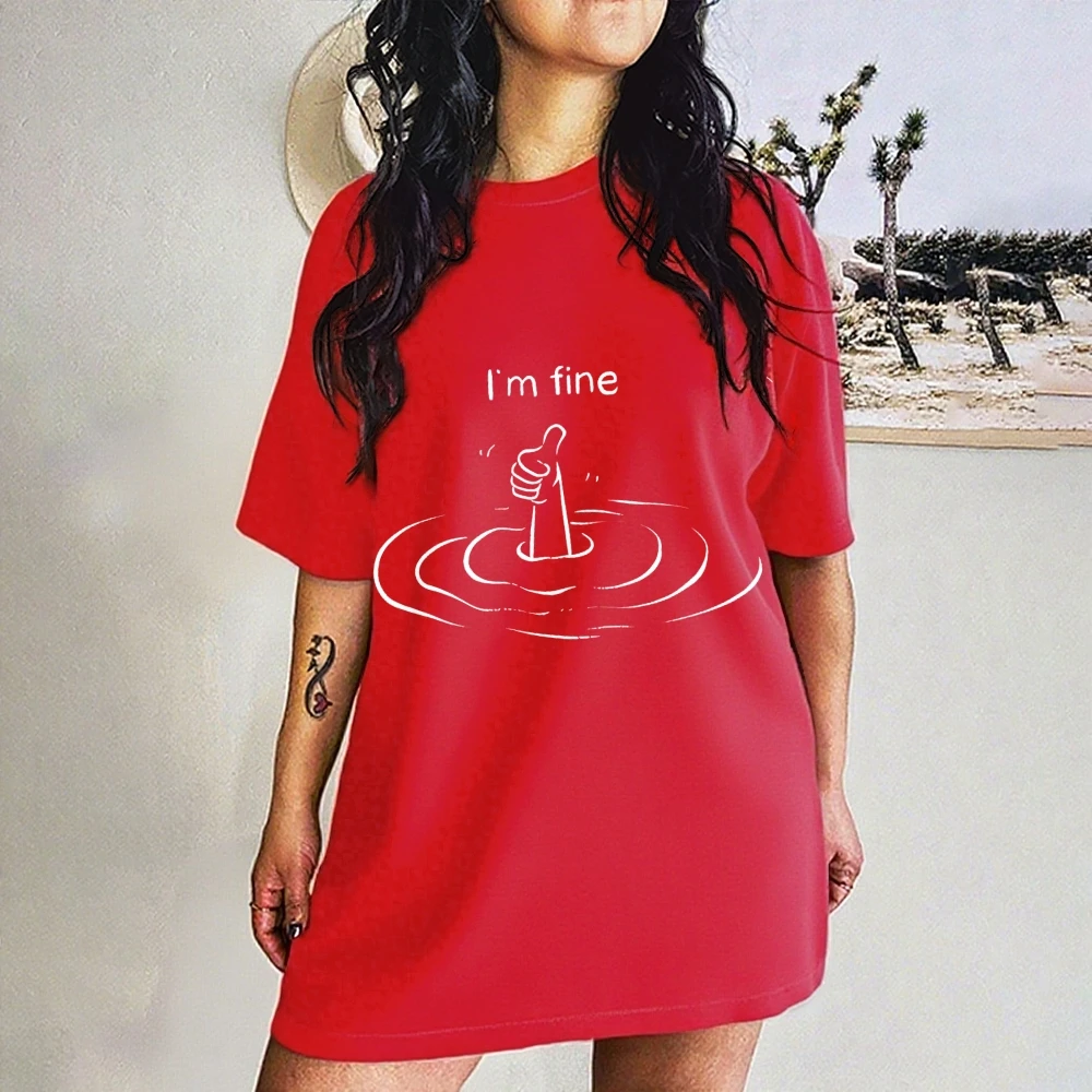 나는 괜찮습니다 그래픽 코튼 티 놀이 같은 셔츠 Y2K 의류 여름 탑 여성 남성을위한 대형 거리 착용
