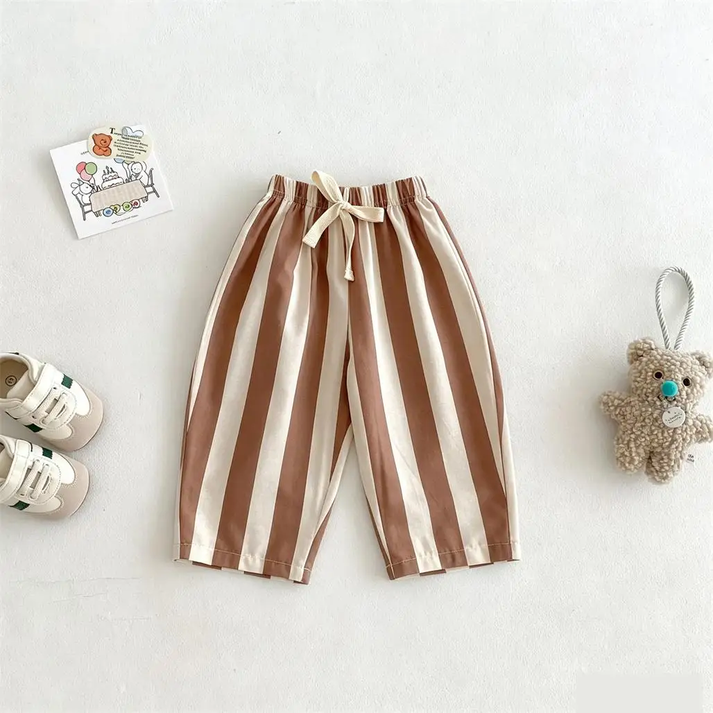 New Design Stripe Pants Summer Pants Simple Versatile Pants Toddler Fashion Casual Thin Pants Toddler Mosquito Pants 80-120CM