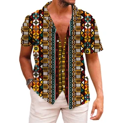 African Dashiki Shirts Tribal Print Shirt Button Down Short Sleeve Clothes Casual Men Clothing Streetwear Baggy Unisex Shirts