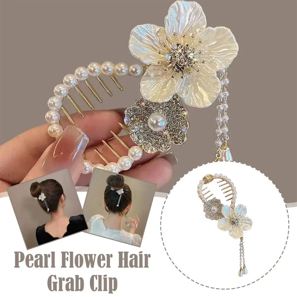 Rhinestone Hair Claw Clip Bow Fringe Crystal Ponytail Accessories Round Ponytail Hair Acce Women's Ponytail Hair Fastener A1Q0