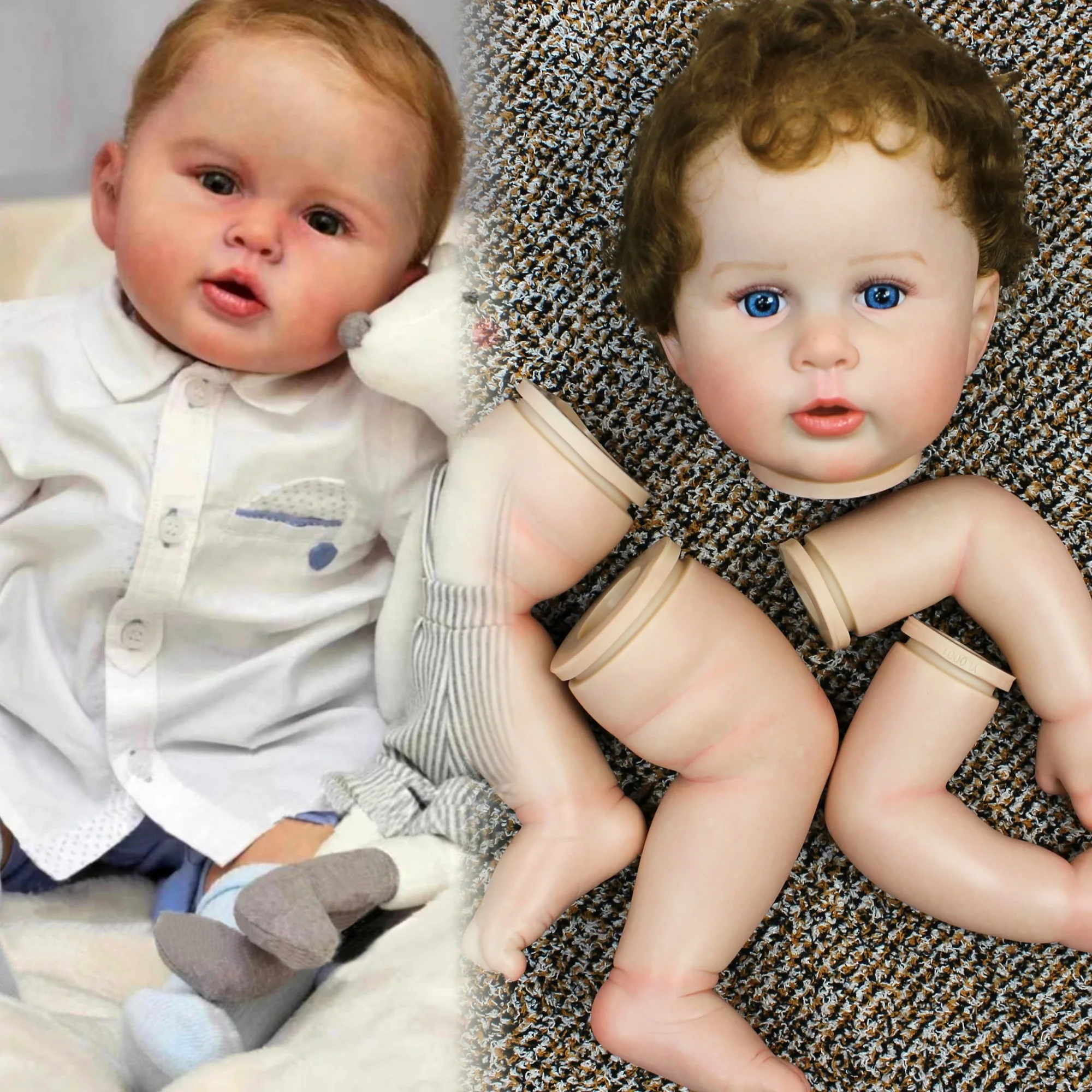 22Inch George Bebe Reborn Doll Kits High Quality Painted Vinyl Blank Baby Doll Kit DIY Doll Acessórios Pеборн Kit Bebé Reborn