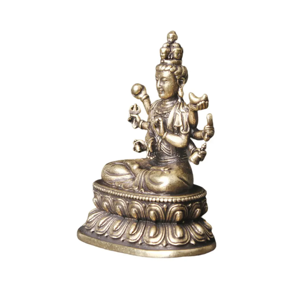 

Brass Thousand Hand Guanyin Buddha Statue Retro Desktop Ornament Creative Golden Brass Buddha Decoration Guanyin Shaped Figurine