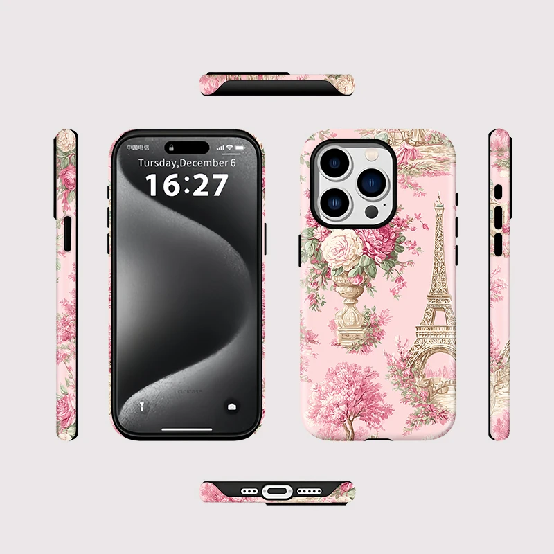 حافظة Fcicicase الفاخرة على شكل زهرة لهاتف آيفون 16 15 14 Plus 13 12 Pro Max 11 لهاتف Magsafe أكريليك من البولي يوريثان الحراري 2 in1 غطاء مغناطيسي مزدوج الطبقة #2