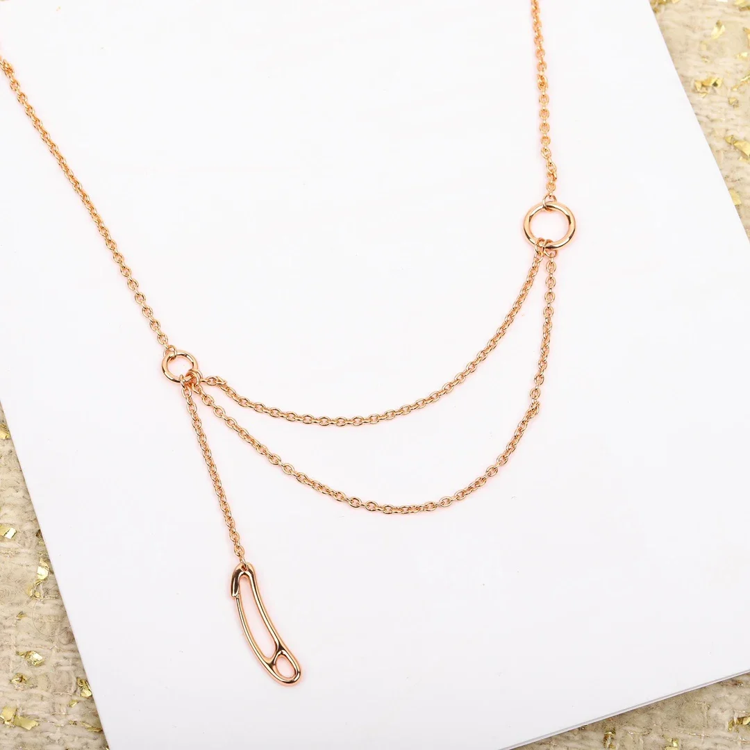 925 Silver Europe Designer Brand Rose Gold Geometric Irregular Necklace Women Top Quality Luxury Jewelry Gift Trend