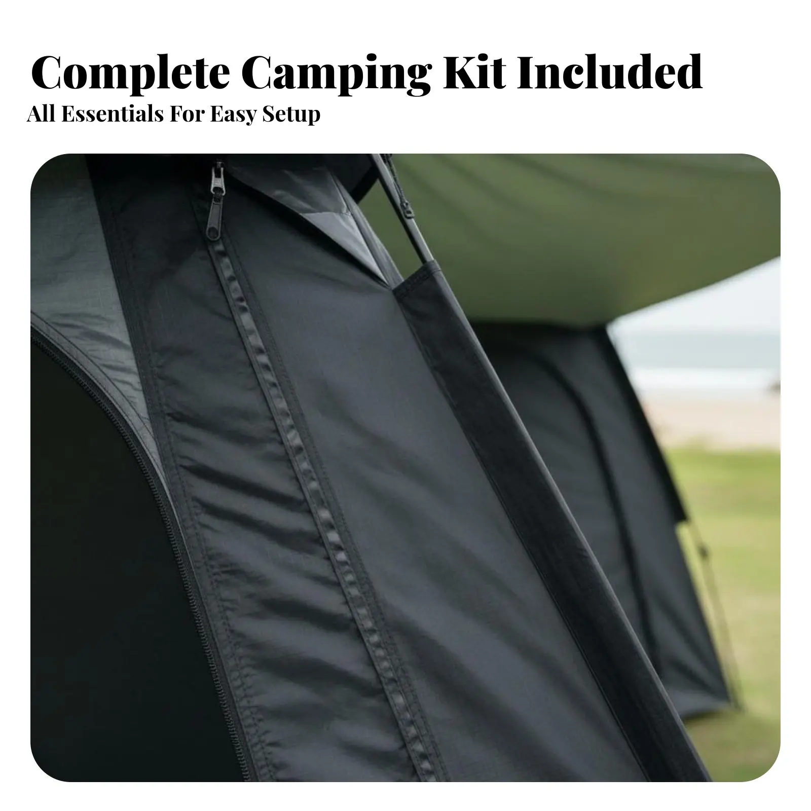

Outdoor Automatic Tent, Portable Double Coating, Folding Quick Setup, Car Tail Camping, Beach Shelter, Black