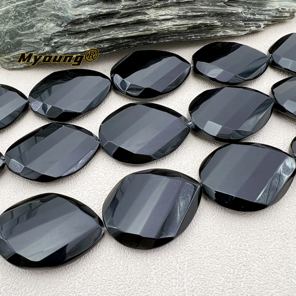 Large Waterdrop Shape Natural Stone Black Obsidian Cambered Slice Pendant Focus Beads For DIY Jewelry Making MY240118