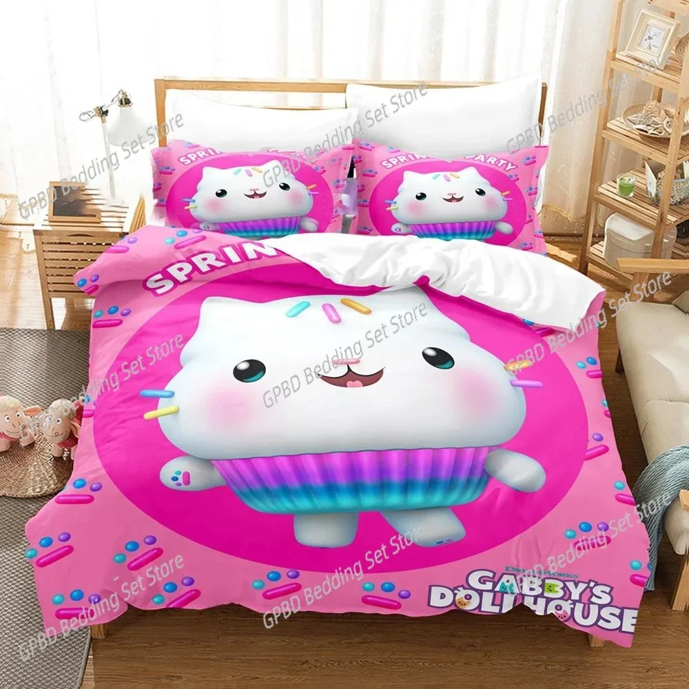 Gabby Dollhouse 3D Bedding Set Duvet Cover Pillowcases Single Twin Full Queen King Size Home Decor Quilt Boys Gift
