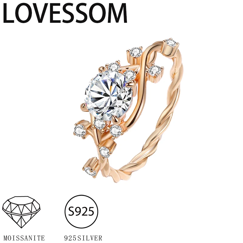 

s925 silver moissanite ring with vine texture suitable for ladies to wear daily, travel, take photos, engage and get married