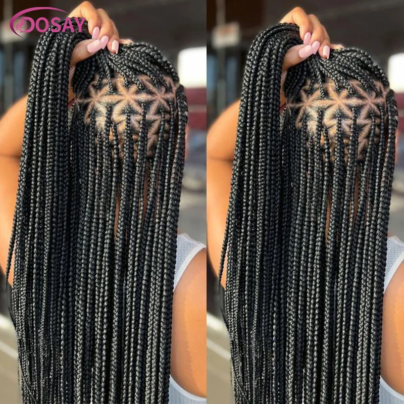 

New Arrivals Synthetic Knotless Box Braided Wigs For Black Women 26'' Full Lace Frontal Wig Afro Cornrow Braids Triangle Braids