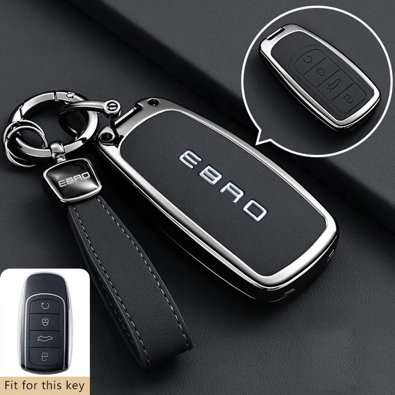 Capa de Chave de Carro em Liga de Zinco para Chery EBRO S800 S700 S400 PHEV Acessórios Chaveiro Capa Protetora Remota Suporte Anel Fob