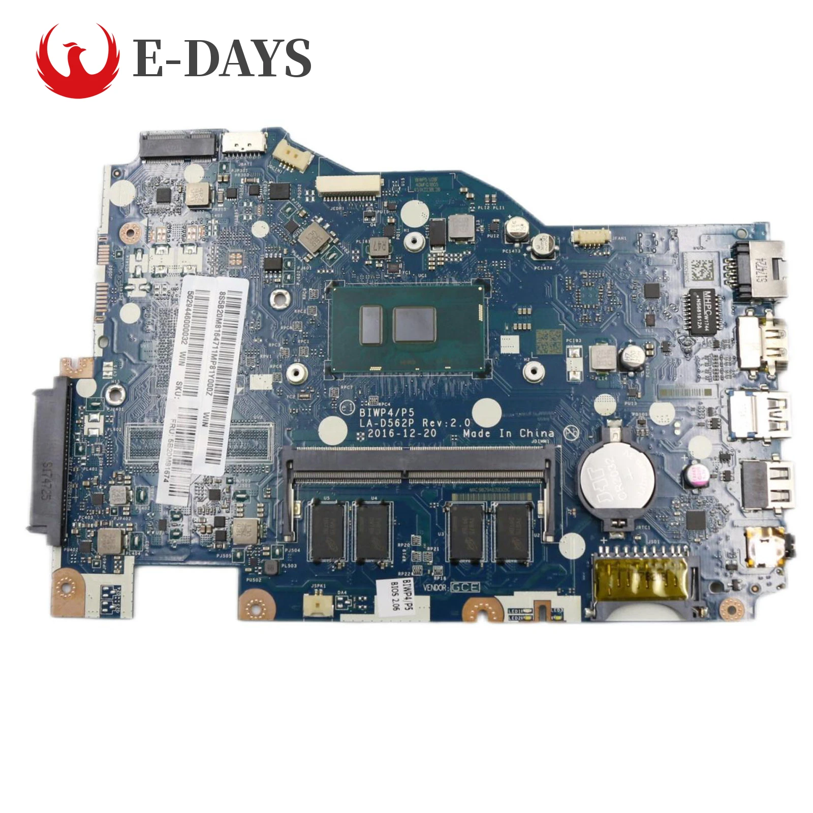 

For Lenovo Ideapad 110-15ISK Laptop Motherboard LA-D562P I3-6006U UMA 4G Notebook Mainboard 100% Work