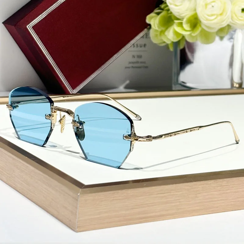 Luxury Rimless Sunglasses THE OATMAN Irregular Square Alloy Top Quality Men and Women Original Design UV400gafas with Inner Case