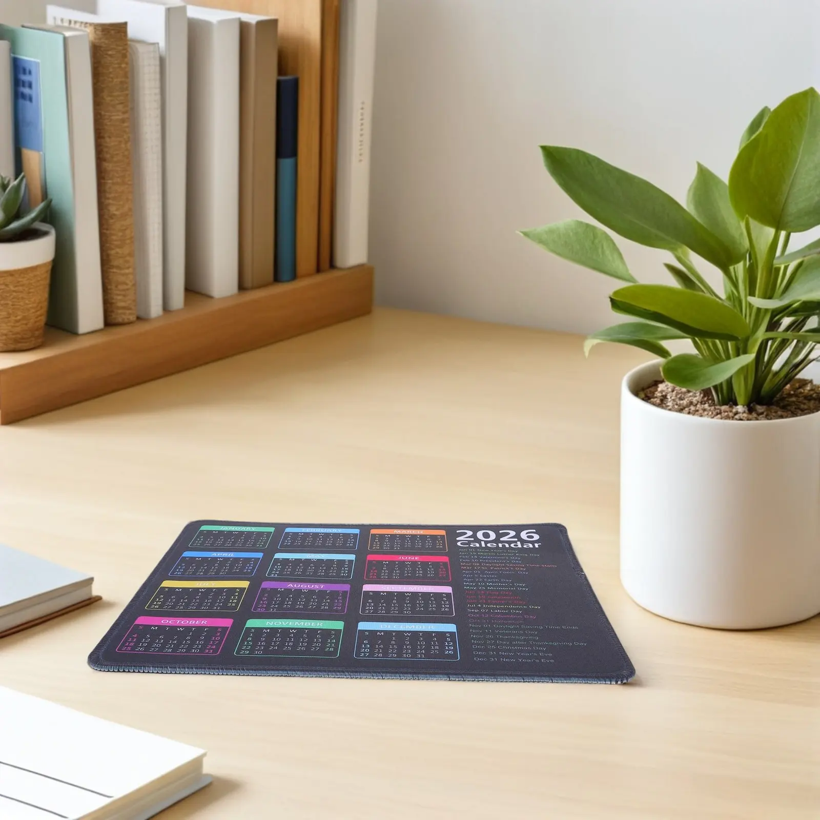 2026 Holiday Calendar Mouse Pad Non-Slip Large Desk Mat Extended Surface Gaming Mousepad Office Computer Accessory
