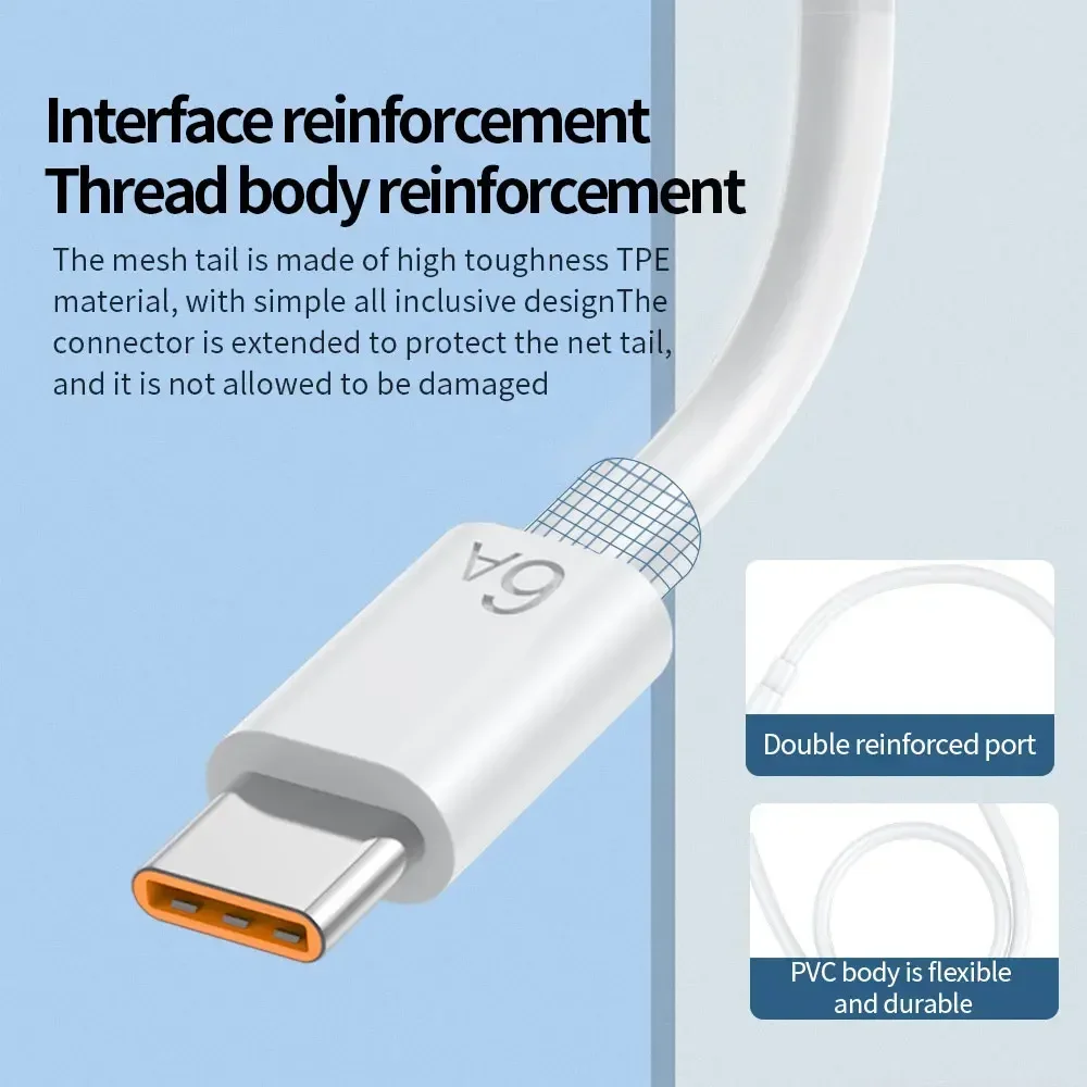 6A Type C Data Cable 66W USB Fast Charging Phone Cable Line For Xiaomi 14 Redmi Note Pro POCO iPhone Samsung Quick Charger Cords image 4