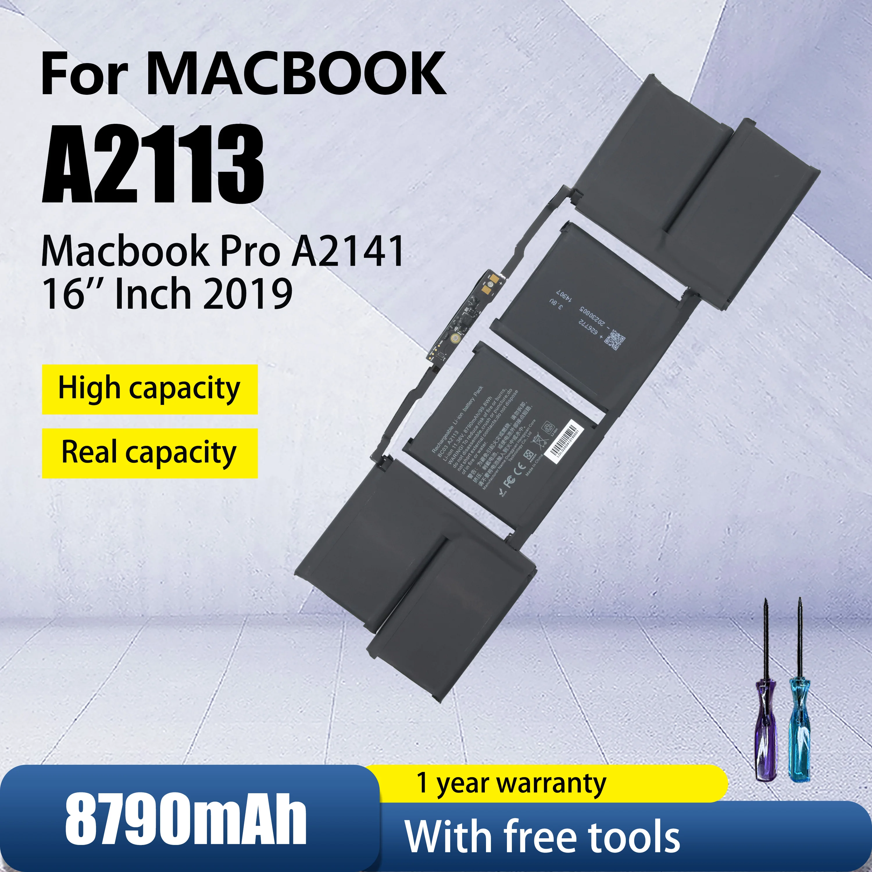 A2113 Laptop Battery  8790mAh For Apple MacBook Pro Retina 16'' A2141 2019 EMC 3347 BTO/CTO MVVJ2xx/A MVVK2xx/A MVVL2xx