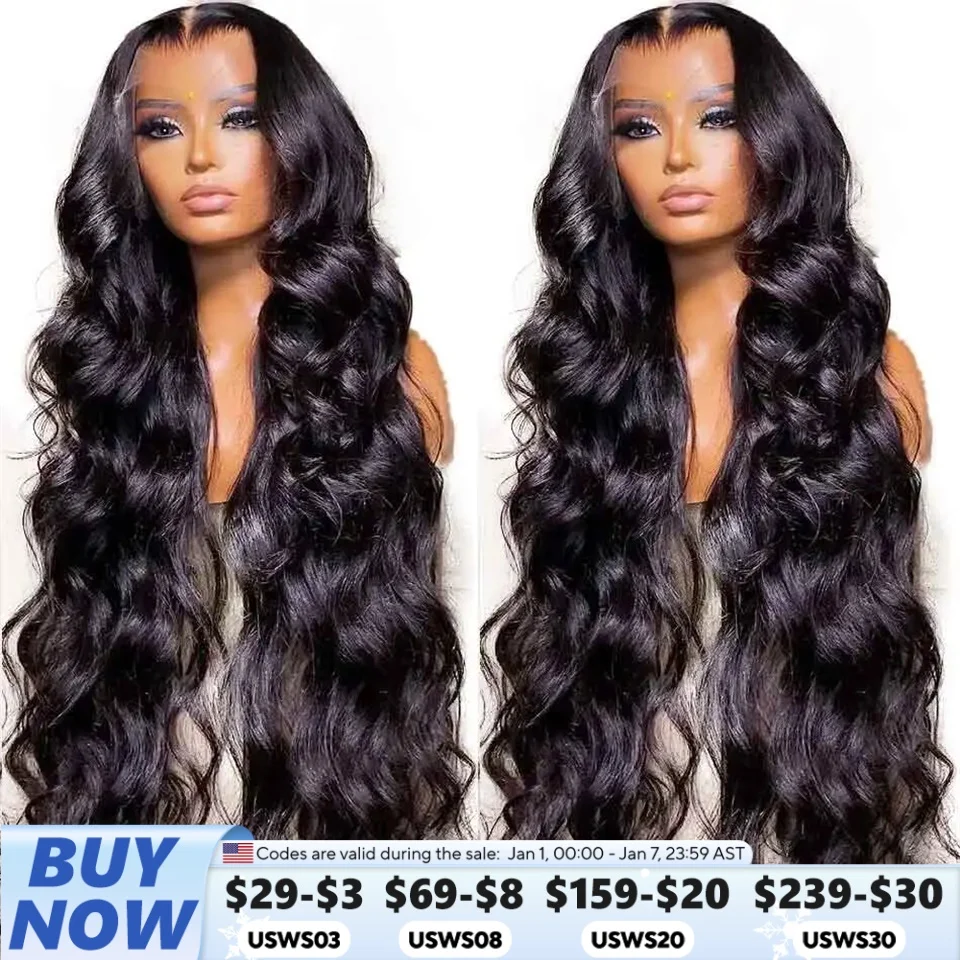 36 38 Inch 13X4 13X6 HD Transparent Body Wave Lace Front Wig Human Hair for Women Pre Plucked 360 Brazilian HD Lace Frontal Wigs