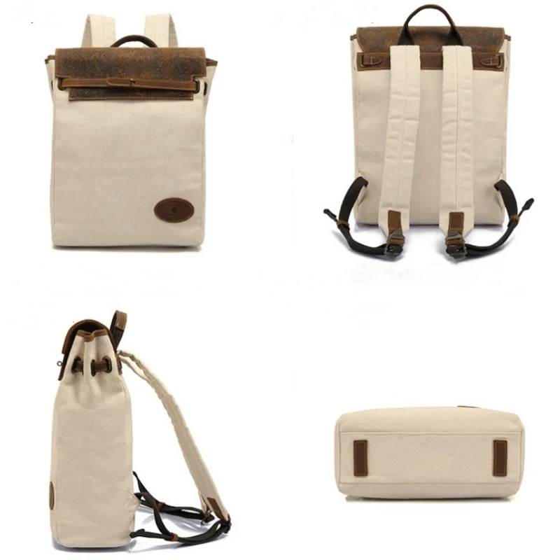 High Quality Canvas Women Backpack Slim 15.6 Laptop Shoulder Bag Lady Handbag Travel Outdoor Rucksack College Student Schoolbag