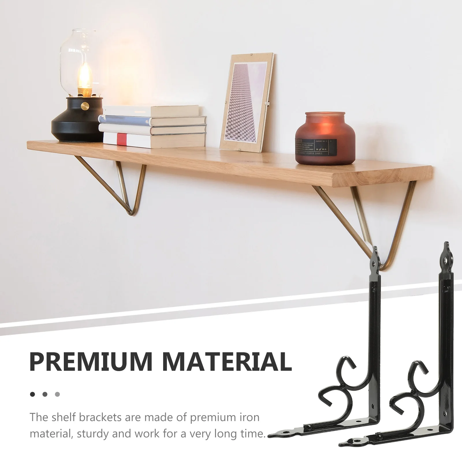 

2pcs Iron Brackets Heavy Duty Shelf Supports Metal Triangle Wall Mount Shelf Bracket For Storage Tables Plants Multi-Use Rack