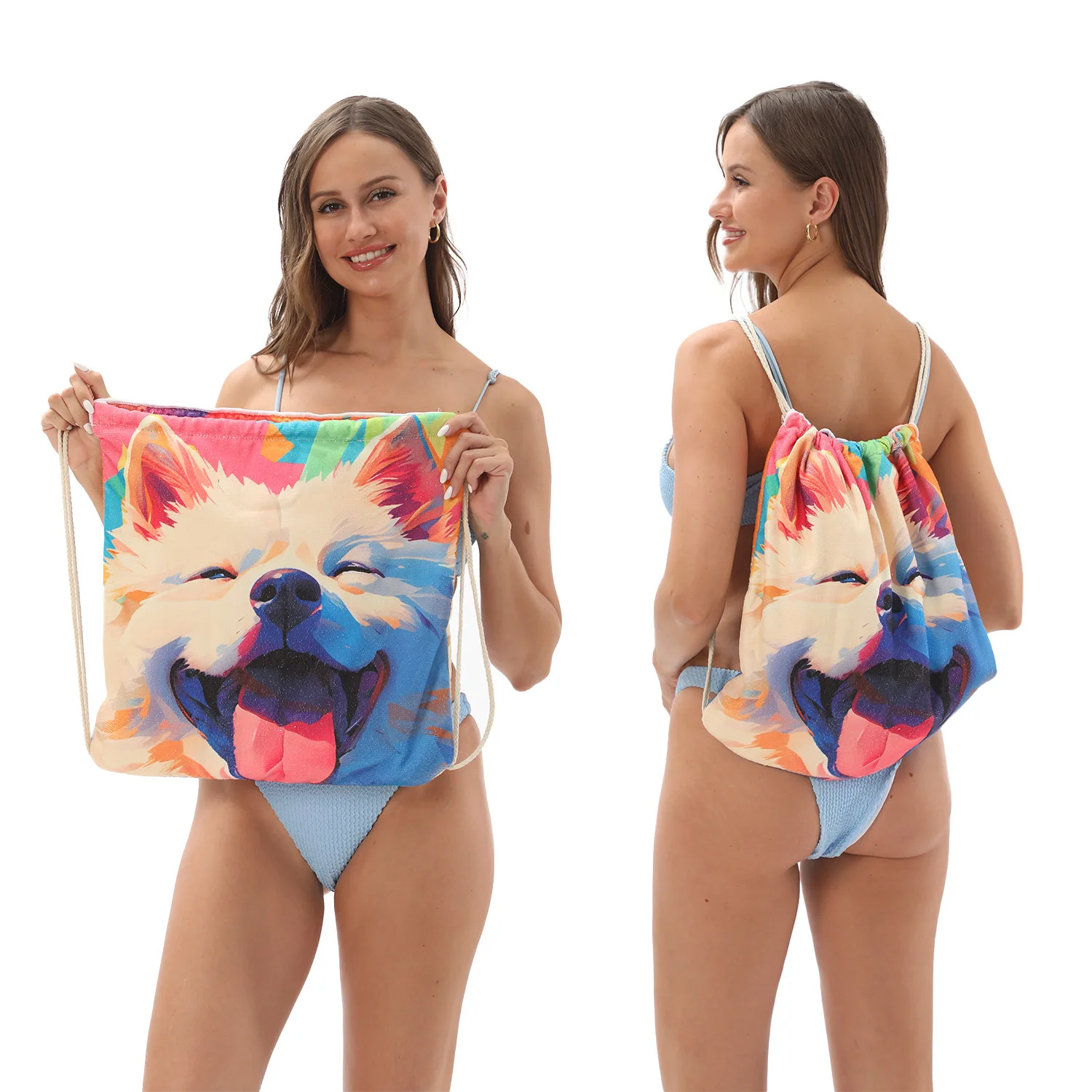 2-in-1 Foldable Beach Towel Printed Bath Towel All-in-One Beach Towel All-in-One Pack Can Hold Storage