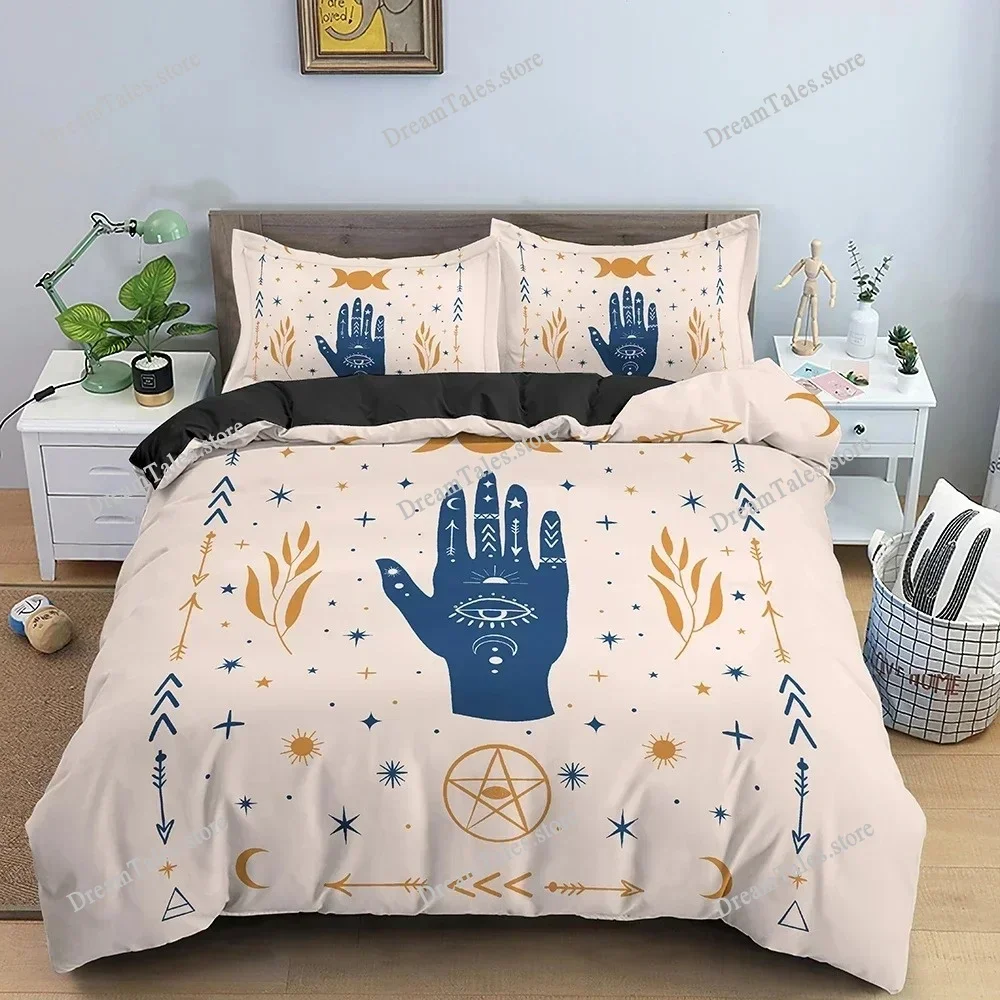 Gesture Pattern Duvet Cover Set Buddhism Style Bedding Set Twin Full Queen Size Comforter Cover Bed Set with Pillowcase