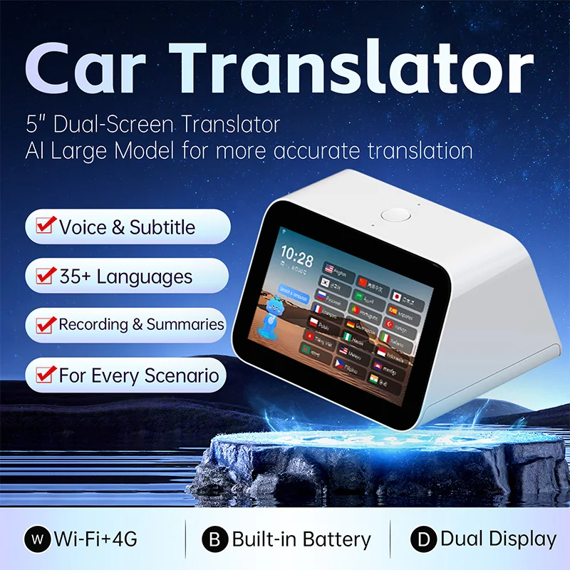 5-inch 4G and Wi-Fi Portable BatteryDesktop Smart AI Translator with 70+ Languages HD Touch Screens