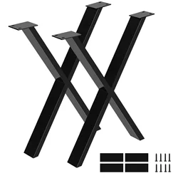Tischbeine Metall 76cm, Tisch rahmen x Form, Tischbeine schwarz, Couch tischbeine, Tisch fuß für DIY Esstisch, Konferenz lasche