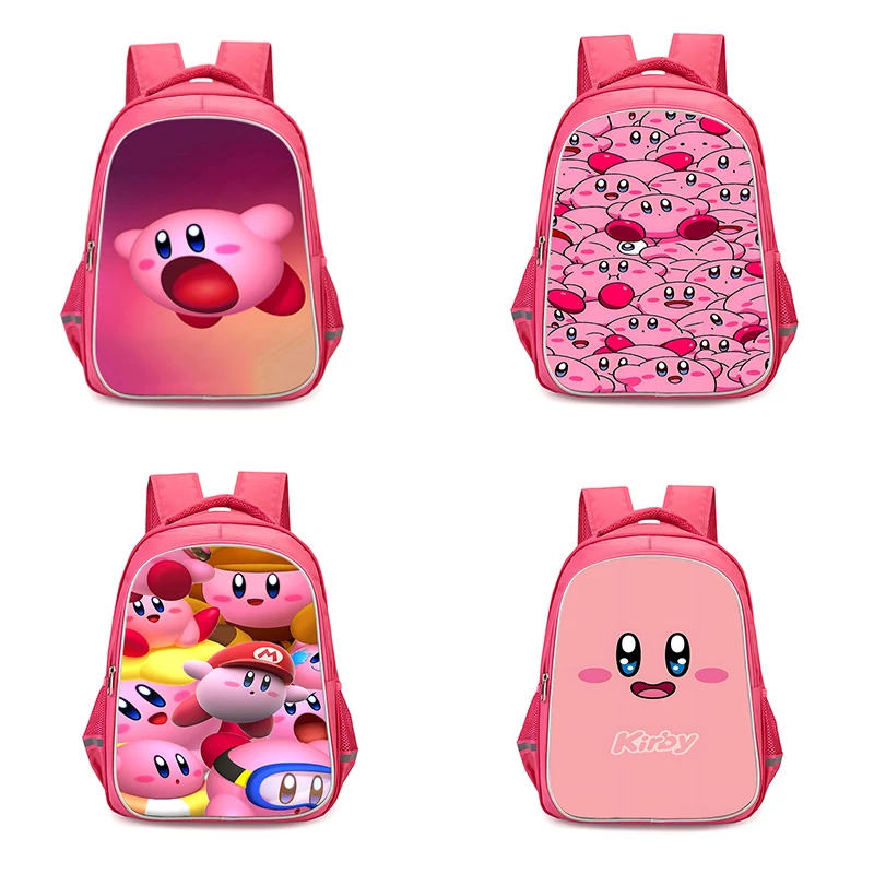 Mochilas bonitos do Anime Kirbys para crianças, mochilas escolares, mochila durável, presente de aniversário, acampamento, meninas, estudante