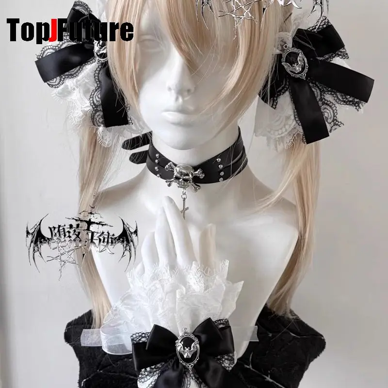 

Women Hair pins Gothic Lolita Subculture Y2K Harajuku Ruffled Floral lace Gloves Pair Hair Clip hairgrips Hairpin Hand sleeves