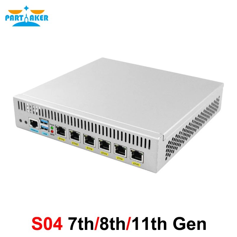 Partaker 2.5G PfSense Firewall Intel Core I7 1165G7 8550U 6 * Intel I225 Ruff Soft Router DDR4 Tanpa Kipas Mini PC OPNsense VPN Server