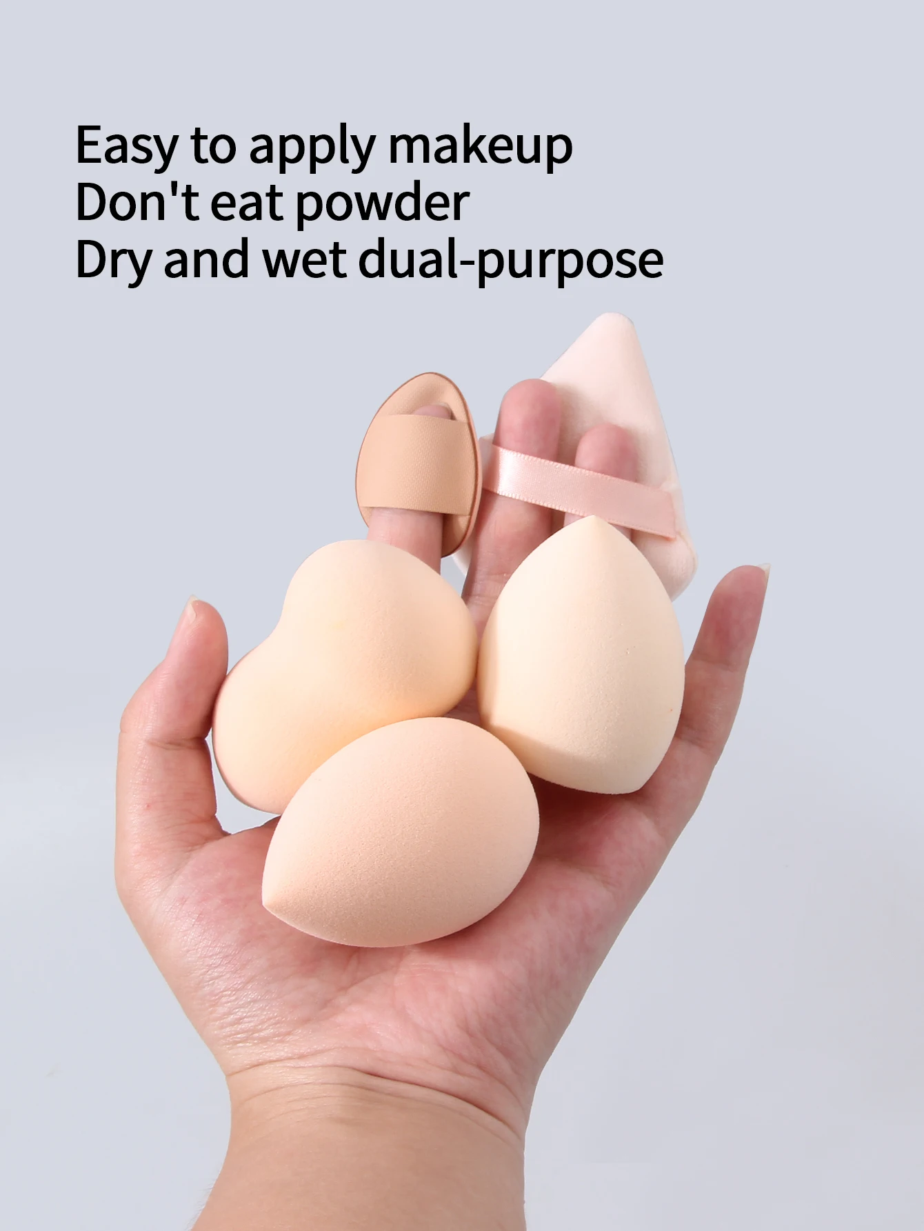 휴대용 메이크업 스펀지 파우더 퍼프 5종 세트, 플로킹 삼각형 파우더 퍼프, 메이크업 에그 미니 컨실러 파우더 퍼프