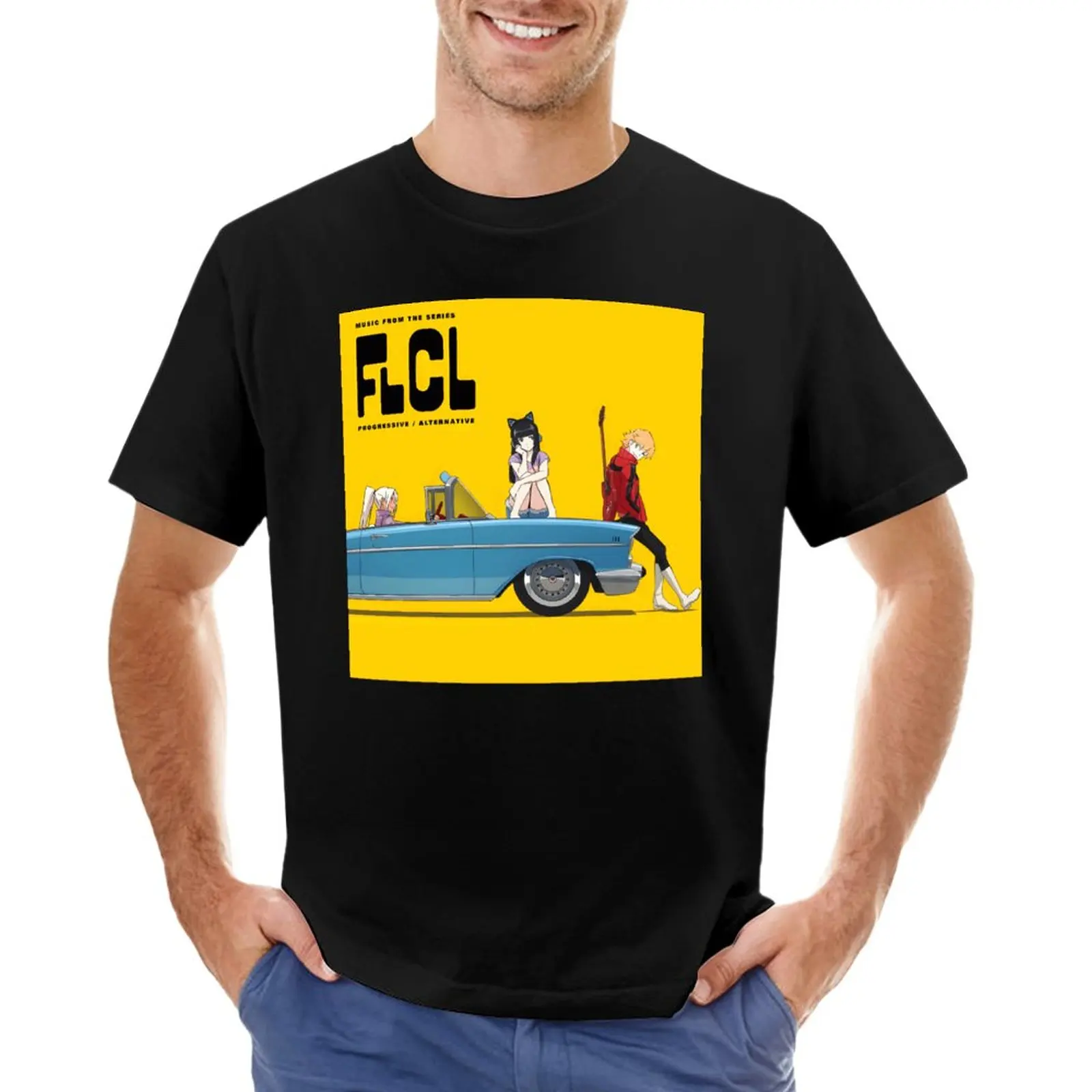 

FLCL Progressive album meme T-Shirt new edition plain heavyweights summer clothes Men's clothing