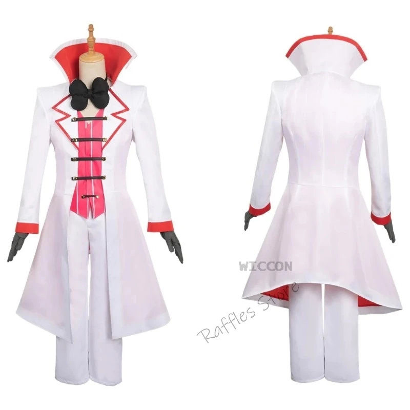 Anime Cosplay Lucifer Hotel Morningstar King Costume Wig Hat White Suit Cosplay Clothes Halloween Party Devil Suit