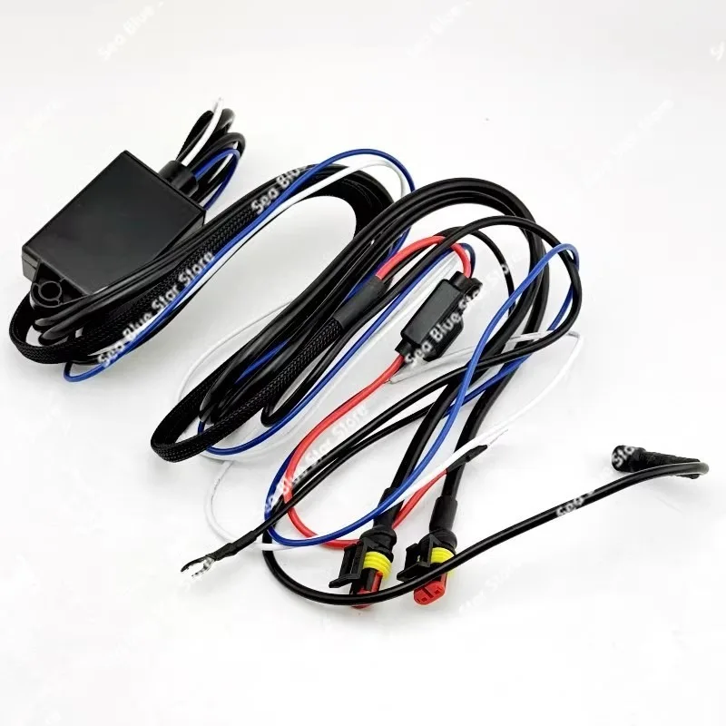 Motorcycle LED spotlight switch one to two headlight line group Car modification relay Wireless remote control flash line