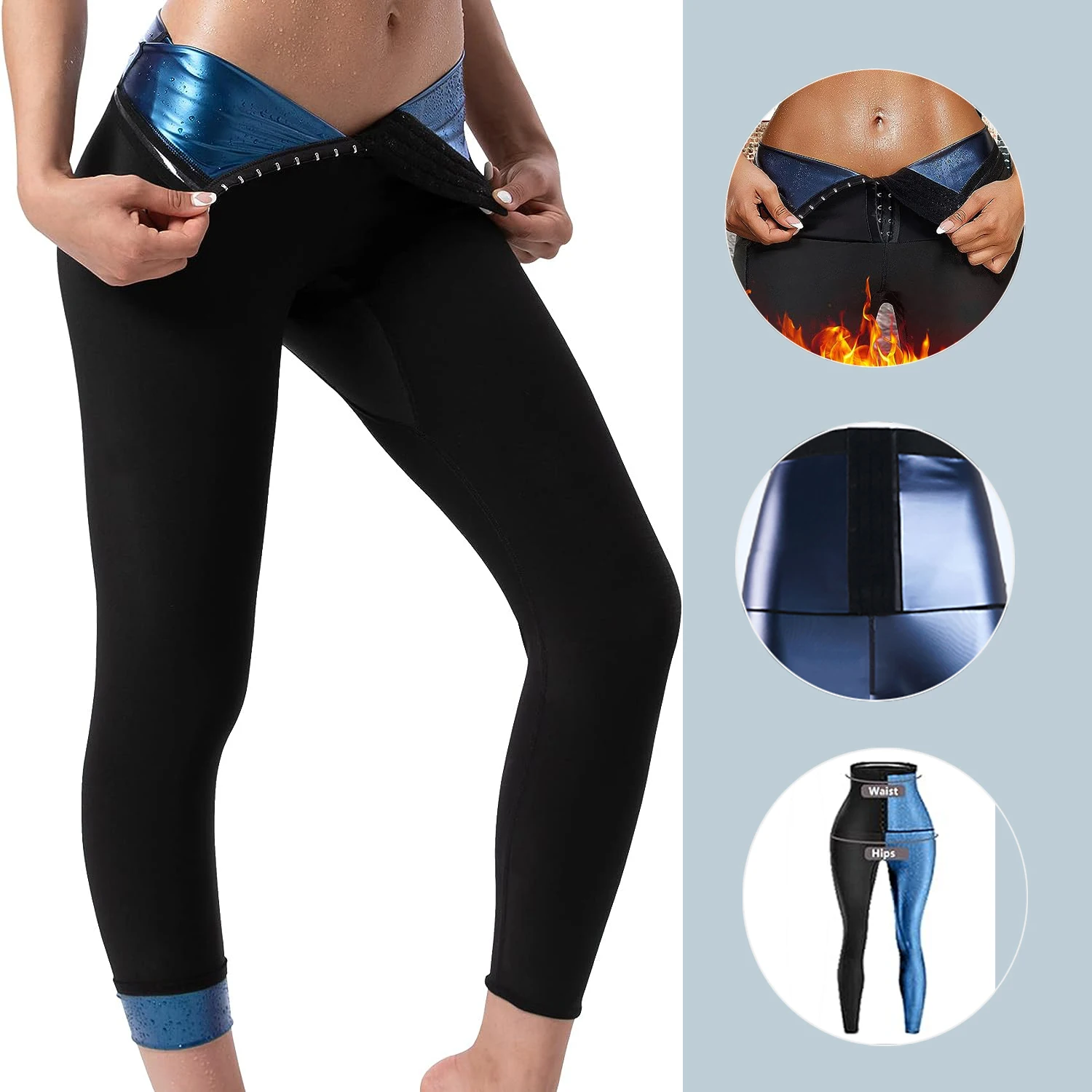 Sauna Pants Women Sweat Capris Slimming Leggings,High Waist Workout Body Shaper