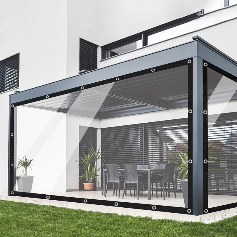 95% Clear PEVA Rainproof Cloth Patio Pergola See Through Tarp Curtain Home Window Keep Warm Film Outdoor Transparent Tarpaulin