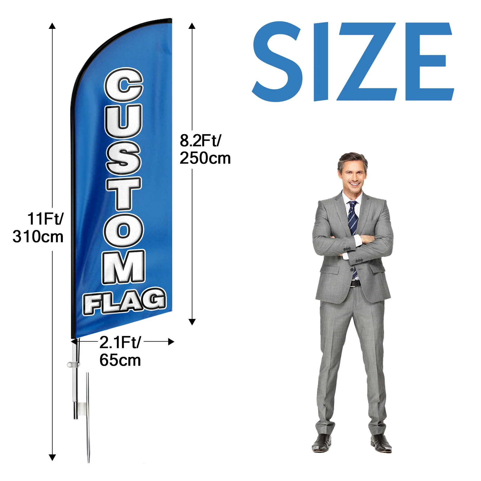 FSFLAG 1PCS 11FT Custom Feather Flag with Flagpole Advertising Outdoor Banner Decoration for Businesses