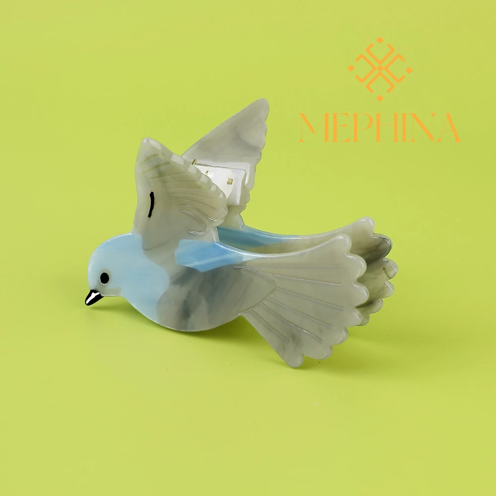 

MEPHINA Animal Series Hair Claw Clips Blue Magpie Hair Claws Bird Shark Clips Elegant Classy Hair Claws Accessories for Women