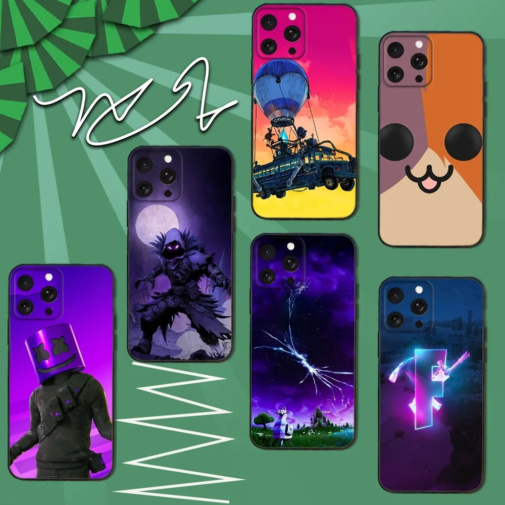 

Cool F-Fortnite Game Phone Case For iPhone 16e,16,15,14,13,12,11,Pro,X,XS,Max,XR,Plus,Mini Soft Black Cover