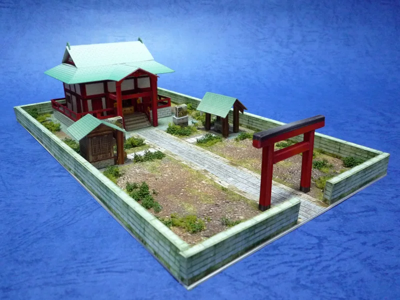 1:150 N-Schaal Japans Gebouw Diorama 3d Papier Model Scène Diy Handgemaakte Ornamenten Showa Heiligdom