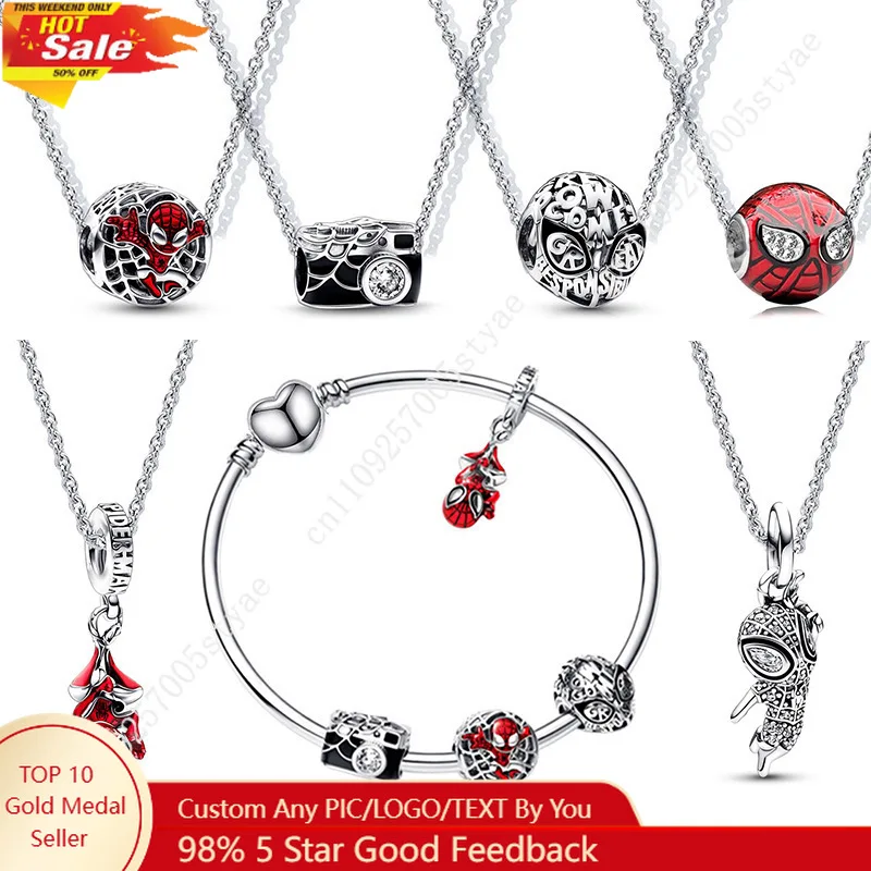 

Spider Man Necklace Bracelet with Scattered Beads and String Beads Pendant DIY Hand Chain Bracelet Accessory Beads for Cosplay