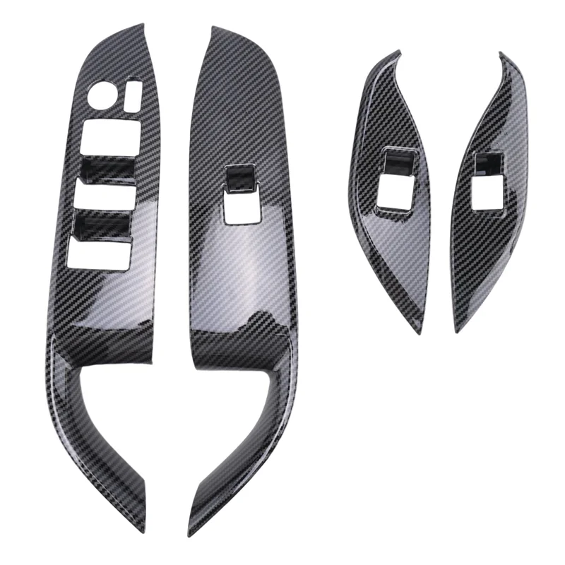 Car Window Glass Lift Switch Button Panel Cover Trim Sticker ABS Carbon Fiber Door Armrest RHD For Toyota Voxy 2022