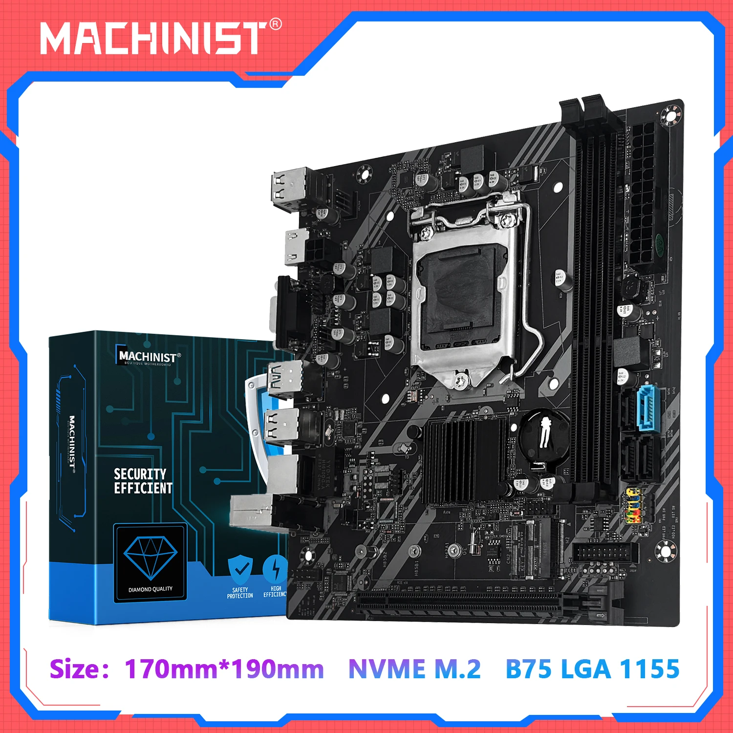 

MACHINIST B75 Motherboard LGA 1155 Motherboards Support DDR3 RAM With NVME M.2 Interface USB3.0 SATA3.0