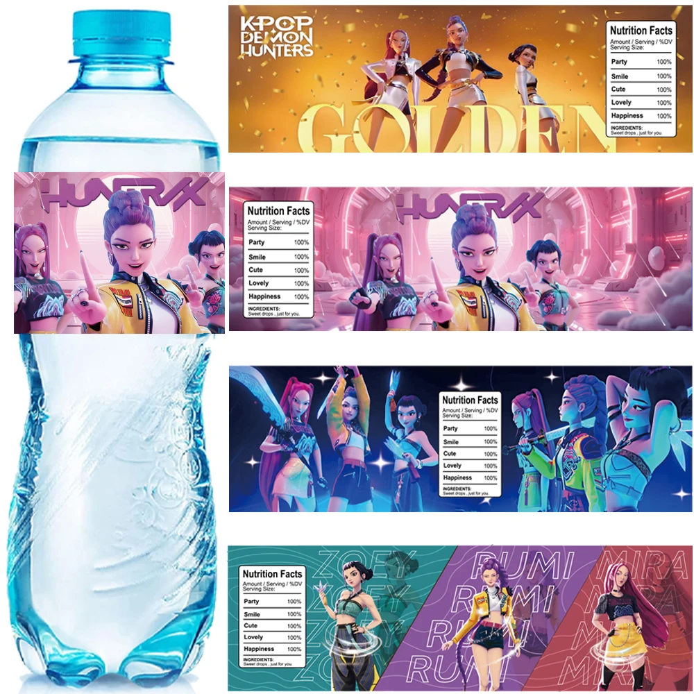 10/30 قطعة جديد شيطان الصيادين زجاجة ماء تسميات K-pop أنيمي تأثيري ملصق مضاد للمياه استحمام الطفل للفتيات حفلة عيد ميلاد الحسنات