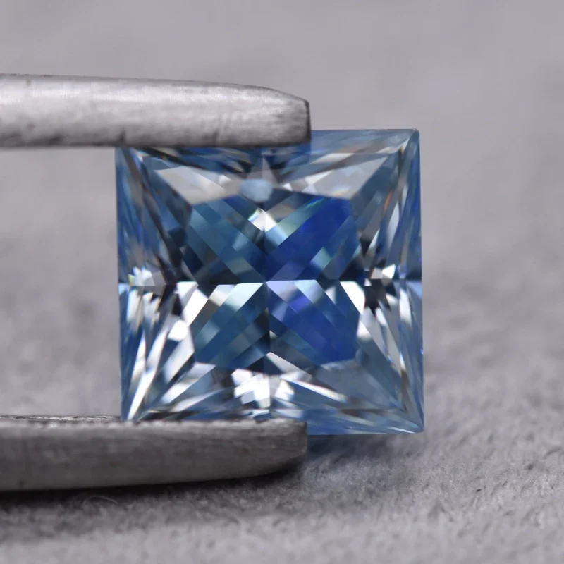 Moissanit Prinzessinnen-Schliff Eisblau Laborgezüchteter DIY-Charms Edelstein Schmuckherstellungsmaterial mit Zertifikat – Detail 5