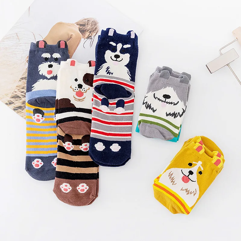 25 Patterns Korea Japan Fashion Funny Cartoon Lovely Dogs Happy Socks Women Girls Casual Streetwear Cute Dress Sox Spring Summer