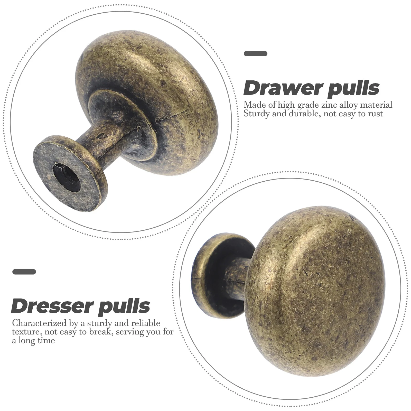 

4Pcs Bronze Small Round Metal Furniture Pull Handle Cabinet Door Drawer Knob Handle Replacement for Wardrobe Dresser