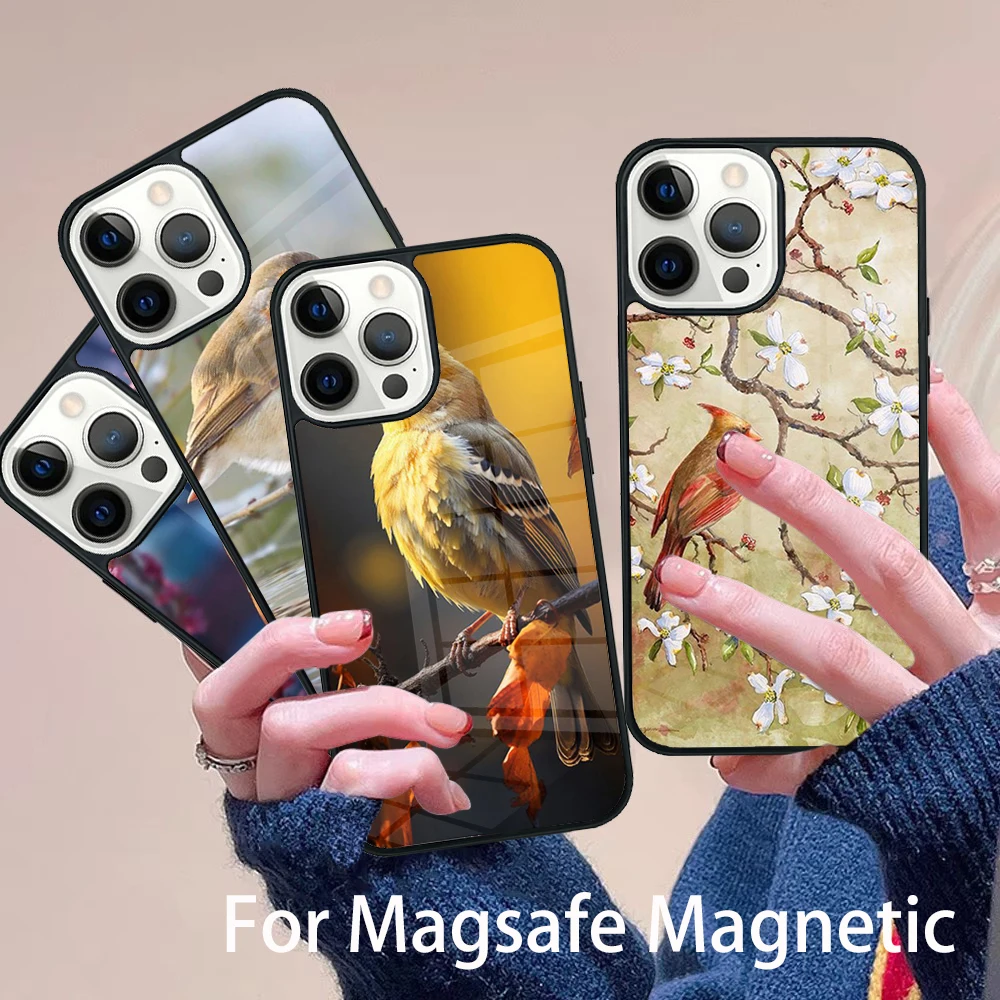 

Lovely Birds Hummingbird Phone Case Magesafe Magnetic Wireless Charge Cover For IPhone 16 11 12 13 14 15 Pro Max Plus Mini